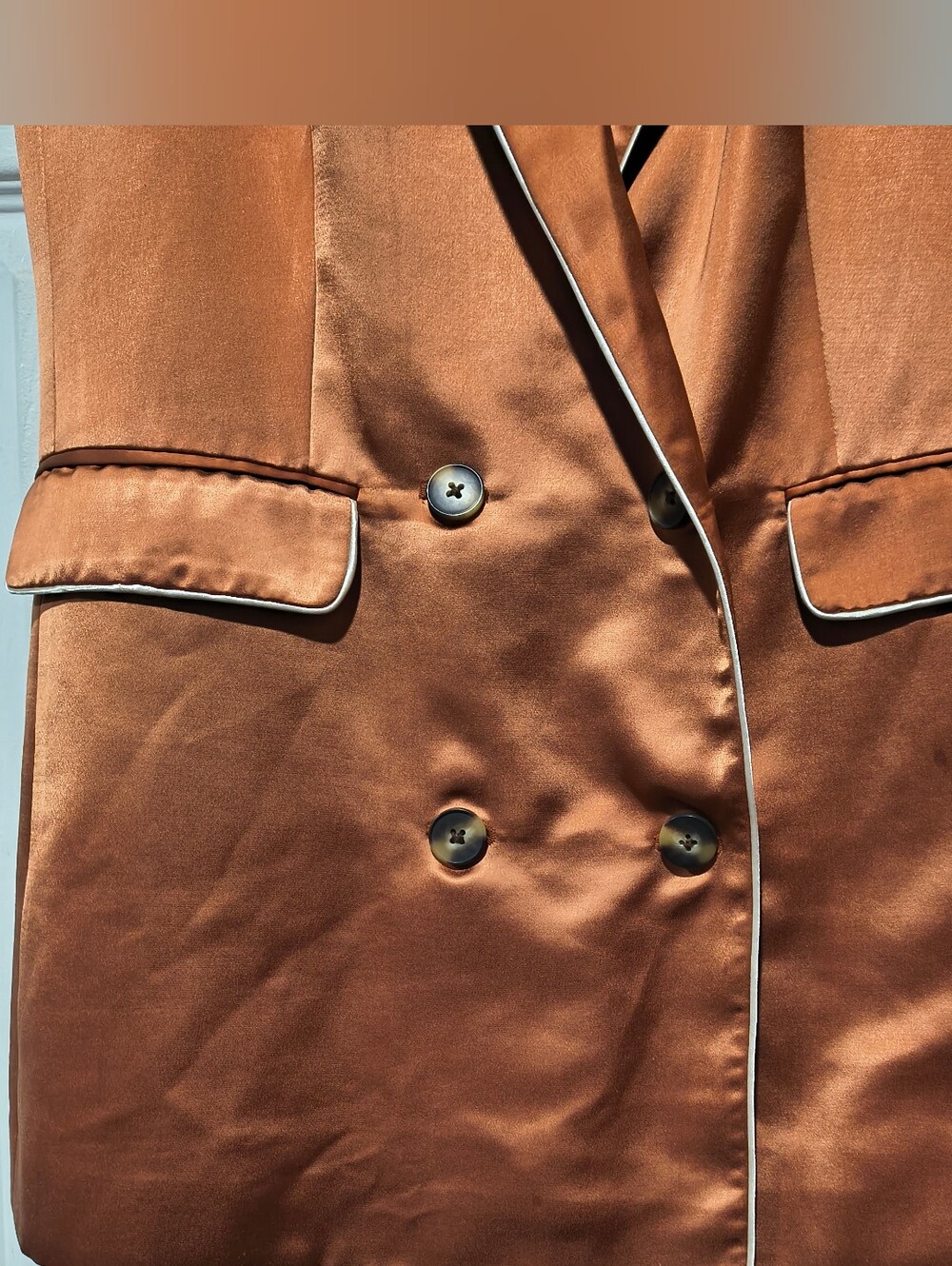 Jason Wu Rust Copper Satin Double Breasted Sleeveless Blazer Vest Small As-Is - Picture 4 of 14